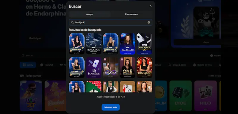 Abra la sección blackjack juego e inicie la partida Abra la sección blackjack juego e inicie la partida